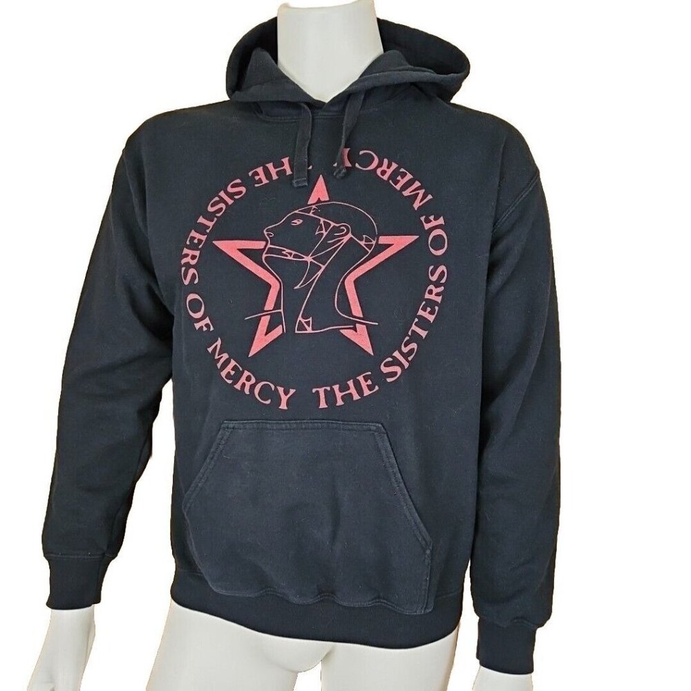 Vintage The Sisters of Mercy Hoodie Black Mens Sz M Merciful Release Goth Shirt